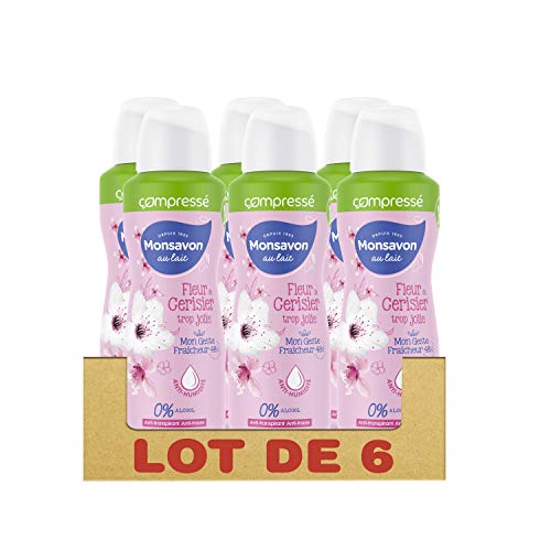 Monsavon Déodorant Femme Spray Compressé Lait et Fleur de Cerisier (Lot de 6x100ml) Cover