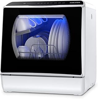 Karlxtom Compact Dishwasher, Portable Table Top Dishwasher with 6 Programs, Touch Control, Auto-drying, Baby Care & Fruit Wash