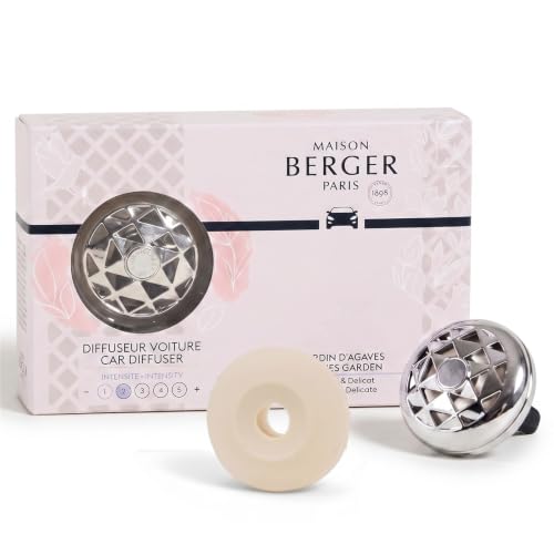 Image of MAISON BERGER Car Diffuser Set, Joy Agave Garden | Lemon Agave Honeysuckle Notes, Refillable Vent Clip, 4-Week Passive Diffusion