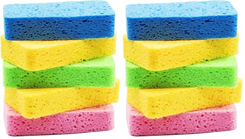 Image of Temede Large Cellulose Sponges, Thick Absorbent Kitchen Sponges, 10-Pack