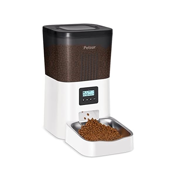 Petour Automatic Cat Feeder, 4L Pet Dry Food Dispenser with Stainless Steel Bowl&Lock Lid, Dog Timed Feeder Control 1~4 Meals Per Day with Dual Power Supply, 10s Voice Recorder and Desiccant Bag Petour Automatic Cat Feeder, 4L Pet Dry Food Dispenser with Stainless Steel Bowl&Lock Lid, Dog Timed Feeder Control 1~4 Meals Per Day with Dual Power Supply, 10s Voice Recorder and Desiccant Bag