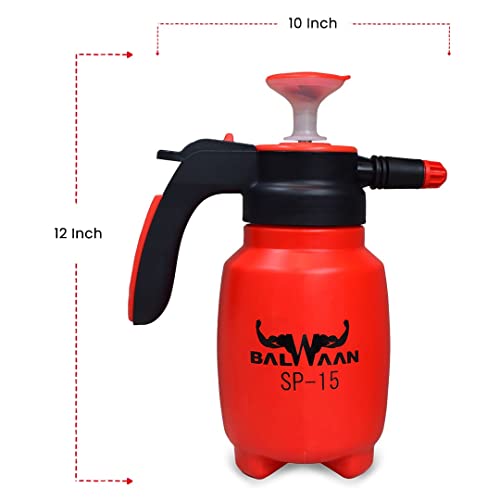 Balwaan SP-15 3 in 1 Manual Sprayer with 1.5 Litre Tank Capacity | Used for Spraying Water, Pesticides, Gardening, Glass cleaning, Air conditioning cleaning, Car and bike washing, Water soluble fertilizers, table cleaning | Foam Washer for Vehicles, Home & Kitchen | Get Free 3 Nozzles (Rotating Nozzle, Foam Nozzle, Extended Nozzle)