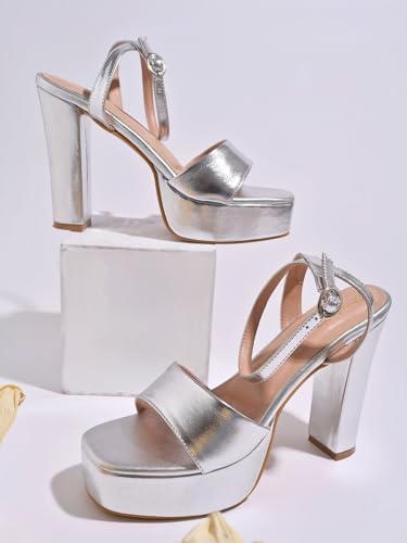 Image of Shoetopia Women's Block Heel Sandals - Platform Party Heels with Ankle Strap | Stylish Dress Sandals for Weddings & Evening