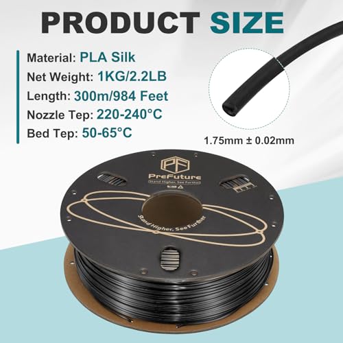 Filament PLA Soie 1.75mm Quarkzman anti-cassure haute précision noir - 2