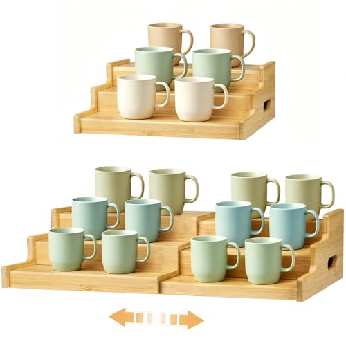 3-Tier Expandable Bamboo Mug Organizer