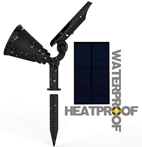 Perfectwo Solar Spotlights, 2-in-1 Colored Adjustable 4 LED Wall/Landscape Solar Lights with Automatic On/Off Sensor, 2 Pack