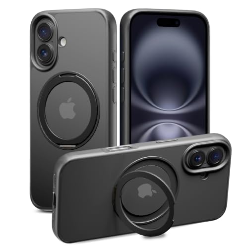 Image of DailyObjects Polycarbonate Case for iPhone 16 Compatible with Mag-Safe Wireless Charging,Halo 2.0 with Rotatable Stand Slim Shockproof Back Cover