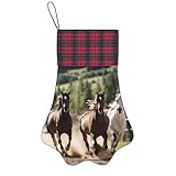Bkdogkt Calcetines de Navidad con estampado de tres caballos corriendo para mascotas, accesorio de vacaciones, decoración de Navidad, regalo