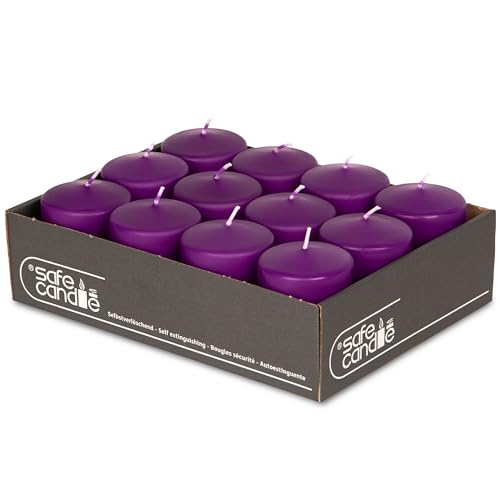 DecoLite 12er Pack Stumpenkerzen 80/60mm - Selbstverlöschend, Safe...