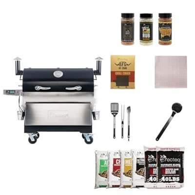 recteq RT-2500 BFG Pellet Smoker Grill, Wi-Fi-Enabled Outdoor Grills & Smokers, Electric Pellet Grill with 2500 Sq In Cook Space, RT-2500 BFG + Grilling Essentials Bundle