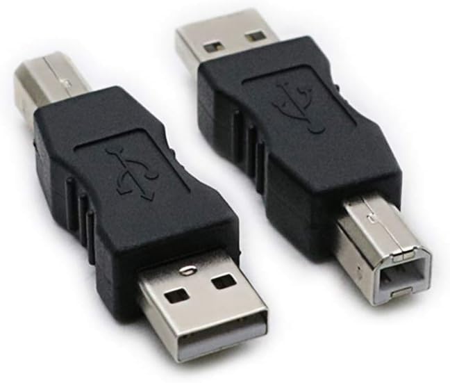 Image of USB 2.0 A-M /B-M Printer Connector ; Type A Male to Type B Male Connector Converter Adapter Coupler (2 Pieces)