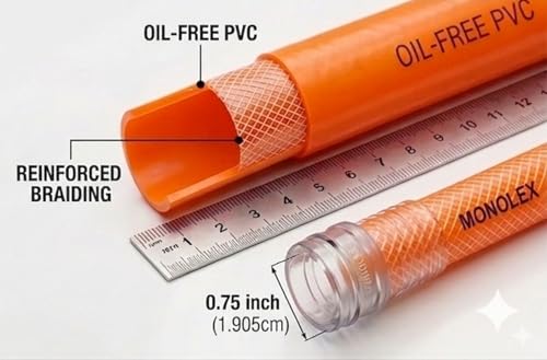 Image of Regular Braided 30 Meter 0.75 (3 /4) inch PVC Hose Pure Orange |Heavy Duty| Oil Free Garden Pipe | Cleaning|Car Washing|Outdoor-Indoor (30 Meter)