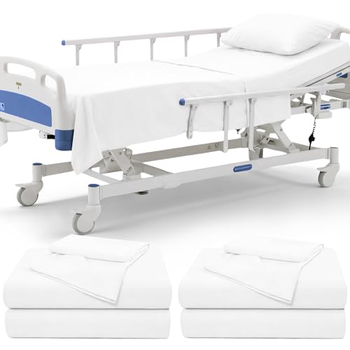 P Pothuiny 6 Piece Hospital Bed Sheet Set White Brushed Microfiber