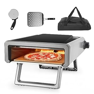 Pizza Oven, Outdoor 12″ Propane Pizza Ovens, for Backyard Pizza Maker Portable Mobile Outdoor Kitchen, Stainless Steel Pizza Grill, Propane