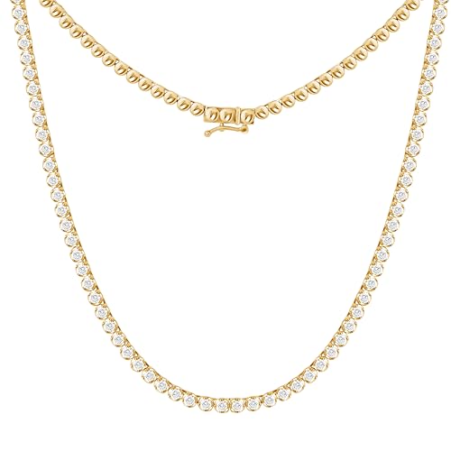 DEWBERRY 3 Cttw Lab-Grown Diamond Tennis Necklace