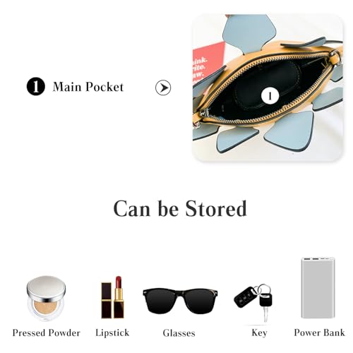 PORRASSO Dinosaur Shape Crossbody Bag Creative Shoulder Bag PU Handbag with Adjustable Shoulder Strap Women Cute Animal Satchel Yellow 5