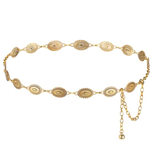 Chain Belt for Women Brown Western Cowgirl Belt Chain Adjustable Western Belts for Jeans Dresses Country Concert Outfit