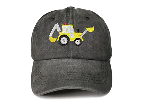 Boys' See You Later Excavator Baseball Cap, Gift For Toddler Kids, Embroidered Washed Black Funny Cotton Outdoor Dad Hat #TOP13