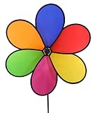 WorldaWhirl Wind Spinner Flower Polyester Fiberglass with One Piece Ground Stake (6 Petal Single Whe