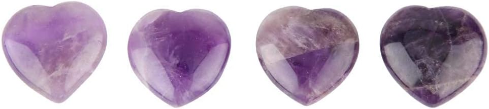 Hztyyier 4Pcs 1inch Natural Heart Shaped Stone Crystal Amethyst and Eye Stone for Chakra Energy Healing Reiki Balancing Worry Stone(Amethyst) Ornaments - Image 3