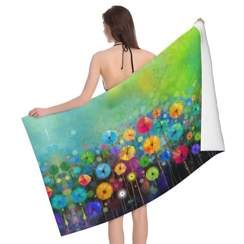 Serviette de bain microfibre fleurs style abstrait