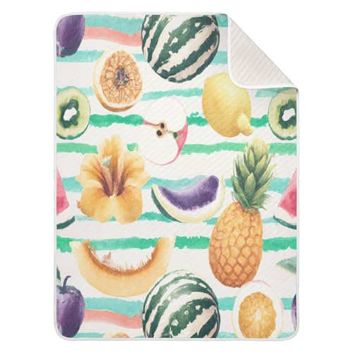 Burbuja Summer Fruits Baby Blanket for Boys Girls, Nursery Soft Warm Swaddling Receiving Baby Blankets, 30x40 in Toddler Blanket