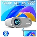 Projector with WiFi and Bluetooth, 5G WiFi Mini Projector, Native1080P Portable Outdoor Projector with Remote Control, 9000Lux Movie Projector Compatible with Smartphone/TV Stick/PS4/Laptop/Switch