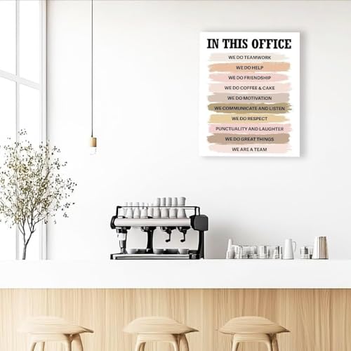 Motivational Teamwork Poster In This Office We Do Teamwork Canvas Wall-Art Colorful Inspirational Painting for Workplace Office Conference Room(Framed,08x12inch(20x30cm)) [4]