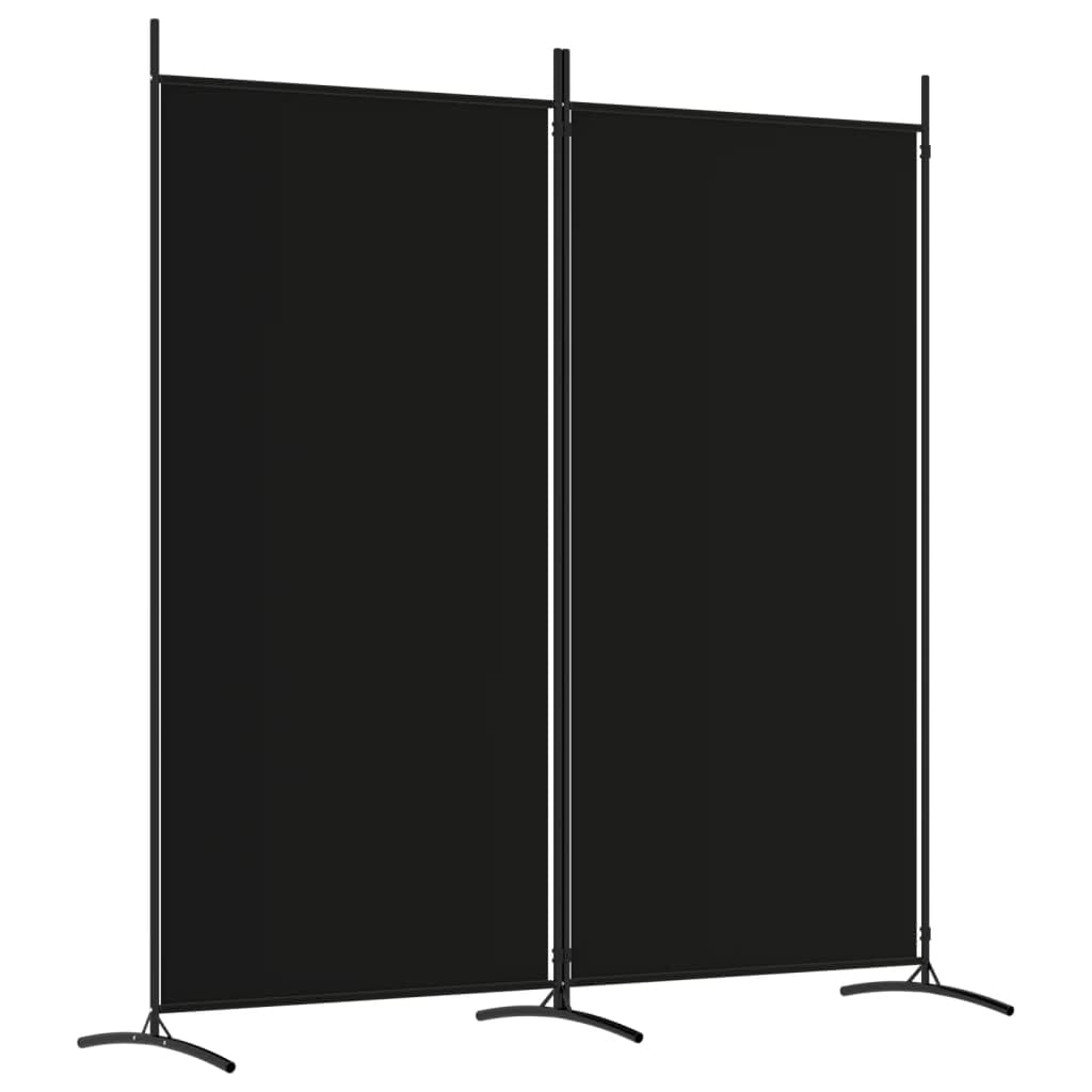 vidaXL 2-Panel Room Divider Folding Privacy Protection Screen Room Separator Paravent Wall Partition Panel Screen Black 175x180 cm Fabric