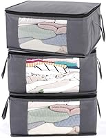 ABO Gear G01 Bins Bags Closet Organizers Sweater Clothes Storage Containers, 3pc Pack, Gray, 3 Count