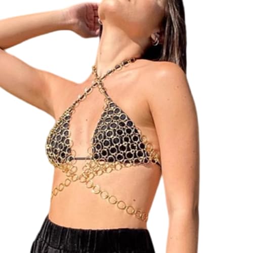 Cadena para cuerpo brillante de mujer con collar de fiesta y diseño para trajes de discoteca