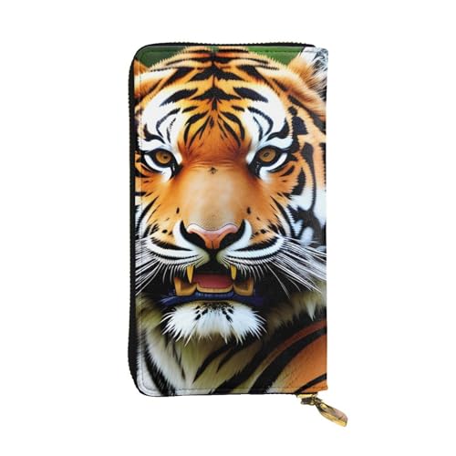 Fierce Tiger Prints Leather Long Clutch Wallet for Fashionable Girls and Women - Durable, Stylish, and Functional, Black, One Size