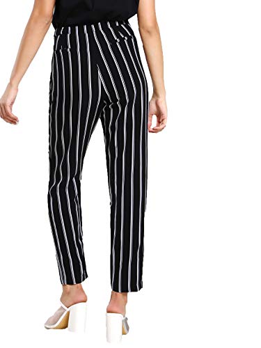 SweatyRocks Women's Striped Elastic High Waist Slim Fit Loose Casual Long Pants2