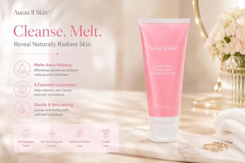 Image of Makeup Melting Cleanser with 5 Essential Ceramides for Deep Cleansing & Makeup Removal | Hydrating Face Cleanser for Waterproof Makeup, Dirt & Excess Oil | Gentle for Dry & Sensitive Skin | 100ml