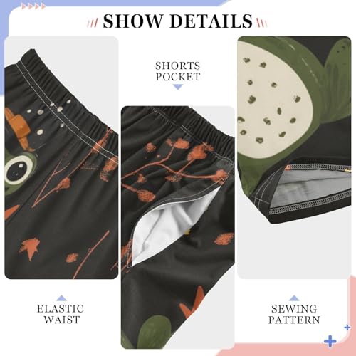 Halloween Frog Pumpkin Boys Long Pants Soft Trousers Elastic Waist Kids Lounge Bottoms with Pockets S-XL4