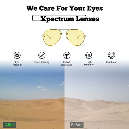 Image of Xpectrum Classic Double Bridge Metal Aviator Sunglasses for Women Men Trendy Retro UV400 Rimless Sun Glasses