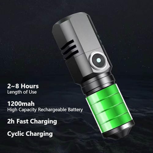 Image of Lucario Mini XHP Super Bright Rechargeable Torch 10,000 Lumens, Compact Heavy Duty LED Flashlight with Zoom Focus, Type-C Fast Charging & Battery Included, Ideal for Hiking, Emergency & Gifts.