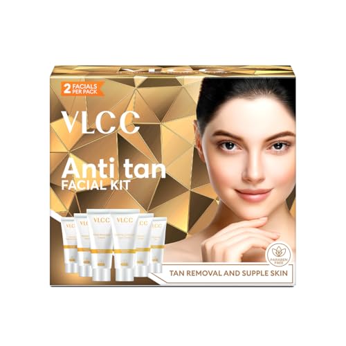 VLCC Anti Tan Facial Kit – 60 g | Power of 25 Vital Ingredients | Fights Sun Tan, Dark Spots, and Sun Spots | Even Nourishes and Protects Skin from UV Rays.