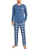 🍀【Diverses Occasions】Pyjama homme hiver en coton pour hommes sont parfaits pour l'hiver ; que ce soit en voyage, dans la chambre, le salon ou la cuisine, cet ensemble de vêtements de détente rayés pour hommes est parfait.