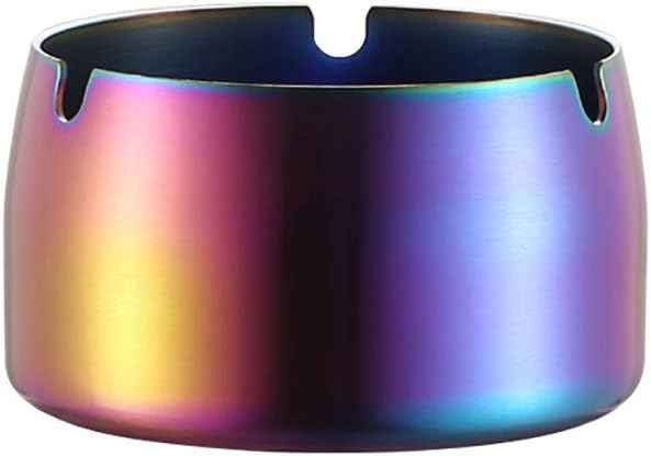 LayTmore Ashtray,Stainless Steel High Temperature Resistant Drop Resistant Round Design Ashtray (Multicolor)