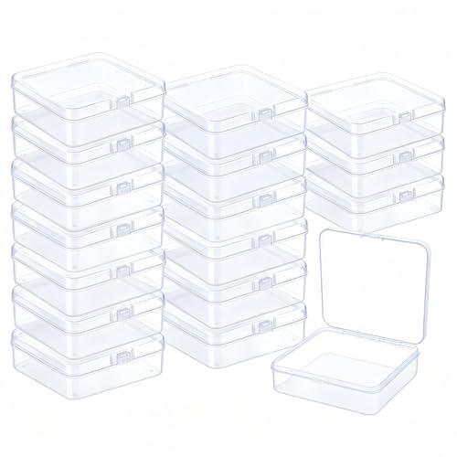 Image of 17 Pack Clear Plastic Storage Boxes with Lids,Beading Storage 3x3x1.4 Inches Square Organizer Containers for Small Parts, Crafts, Jewelry, SMT Components