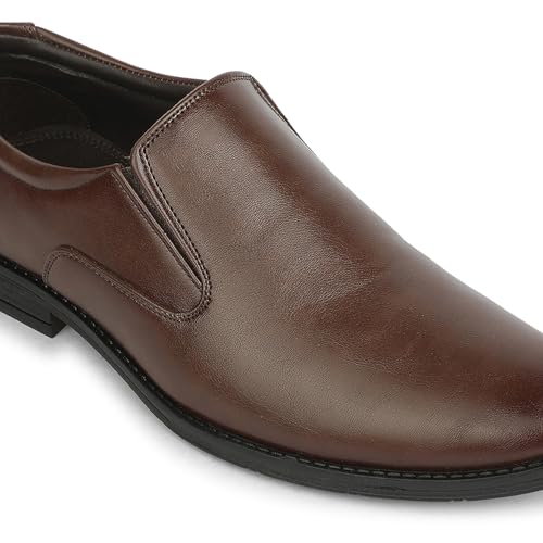 Image of Liberty Healers HML-87E Black & Brown Formal Non Lacing Mocassin Shoes for Men