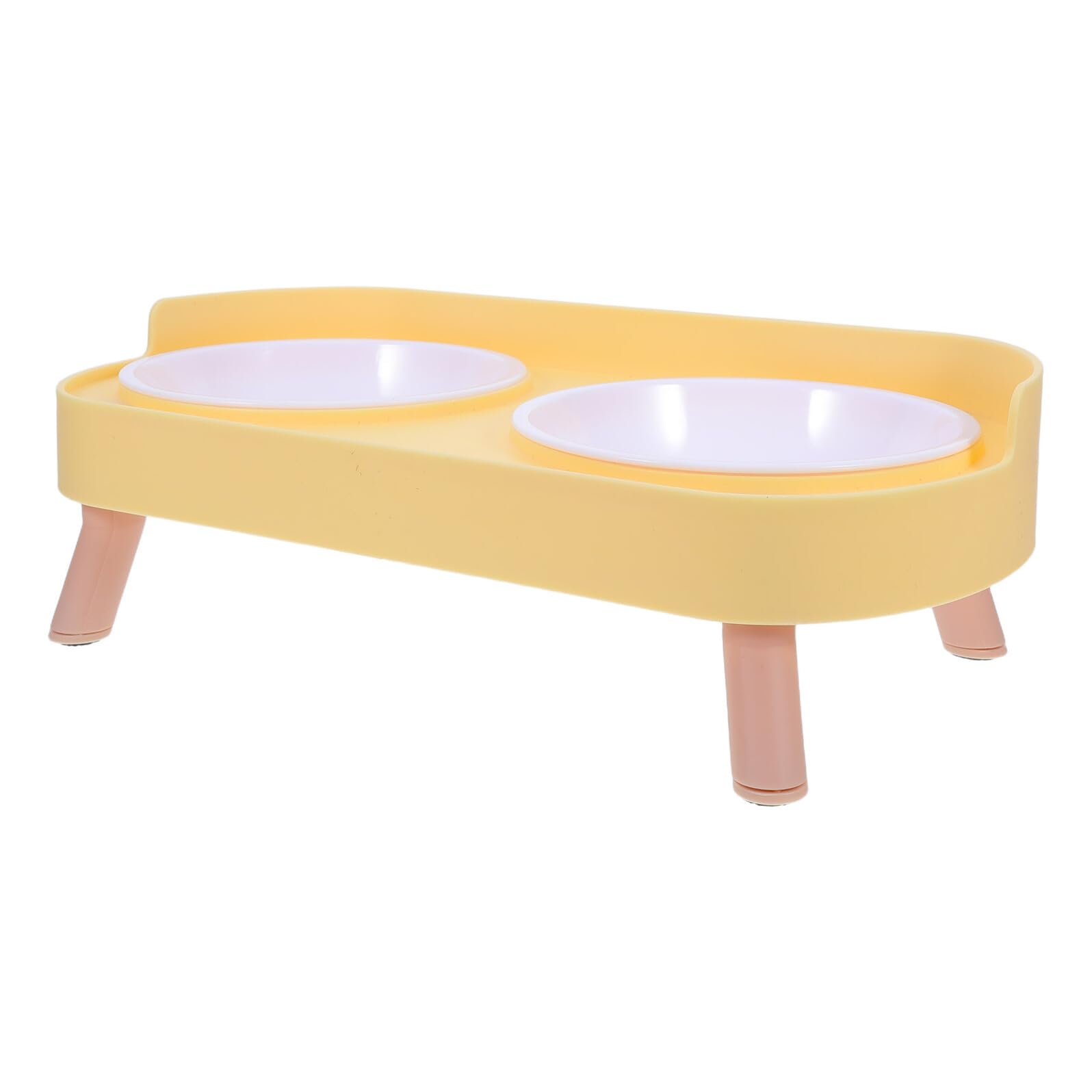 Gamelle surélevée pour petits chiens et chats TOYANDONA jaune citron en plastique