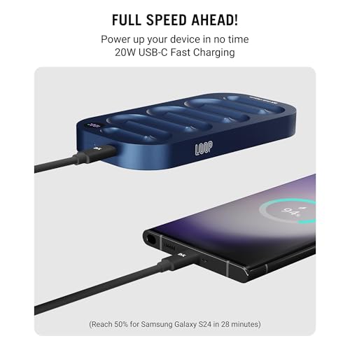 Image of DailyObjects Loop Universal Aluminium Power Bank|10000 Mah|Fast Charging Output 20W | Compatible with Samsung /OnePlus /iPhone 12 /13 /14 /15 /16 /Pro Max /Airpods|Pocket Size|LED Battery Display (Blue)