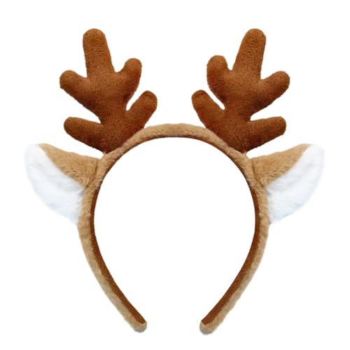 SIOTMERA Animal Ears Headband - Reindeer Antlers for Christmas & Halloween Dark Brown