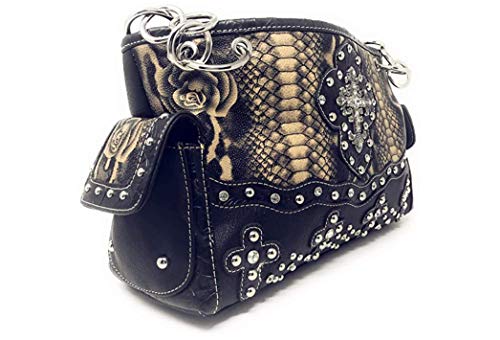 Texas West Women's Cross Flower Shoulder Handbag Purse in 3 Colors2
