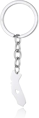 Meiligo Hollow Heart Dog Tag Personality Dainty Map Key Chain Jewelry United States Map Tag Key Chain