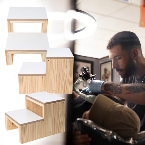 Escada Escadinha Auxiliar 2 Degraus Maca Estética Hospitalar 150 Kg Madeira Maciça Reforçada Branco