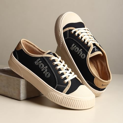 Image of YOHO Canvas CZ Sneakers for Women | Lightweight Casual Shoes | Everyday Comfort, Breathable Fit, Durable Grip Sole, Versatile Slip-On or Lace-Up Style, Trendy