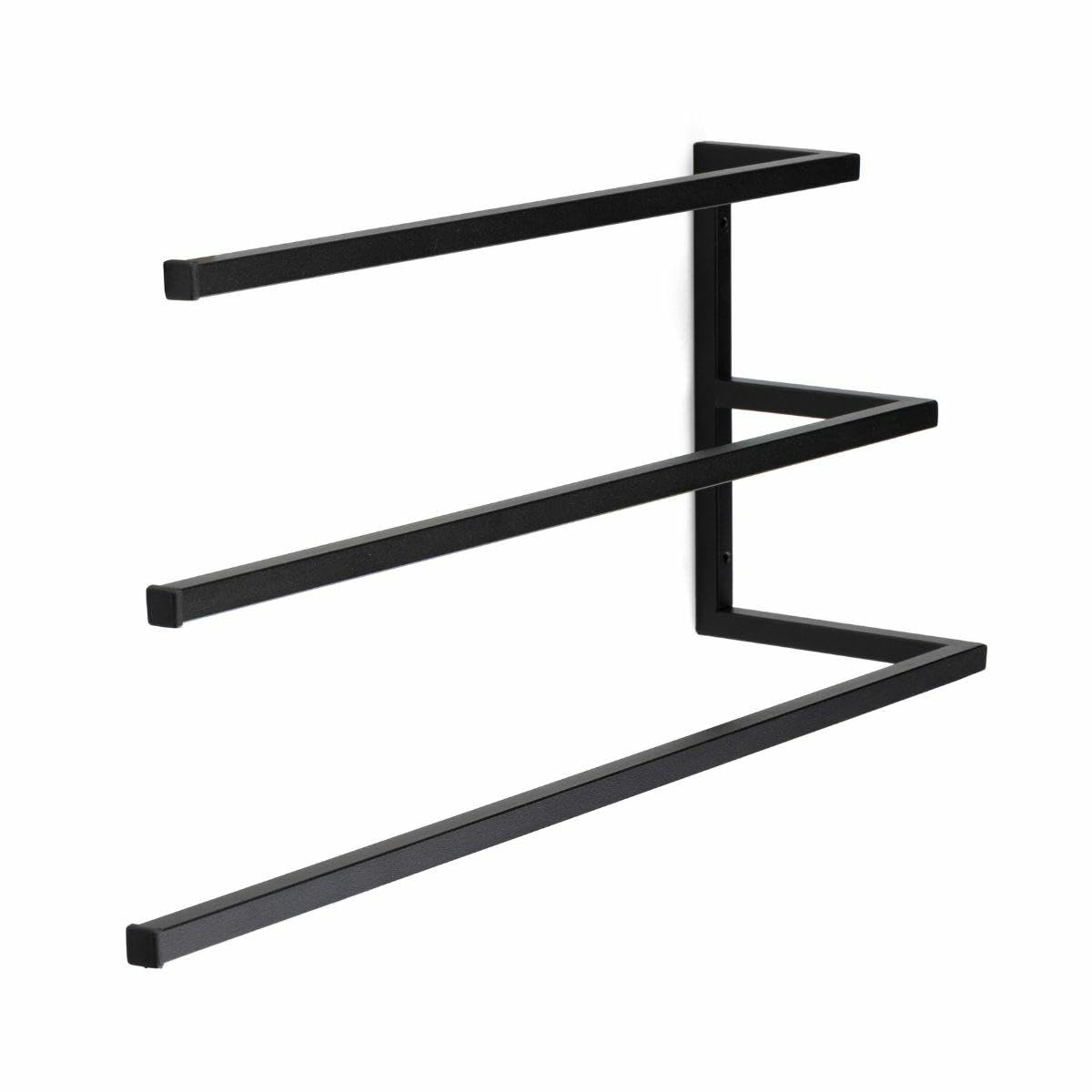 Handtuchstange Handtuchhalter Wand 60 cm Metall Schwarz Matt 3 Ebenen Bad Handtuchhalterung Loft Industrial Wandmontage Badezimmer